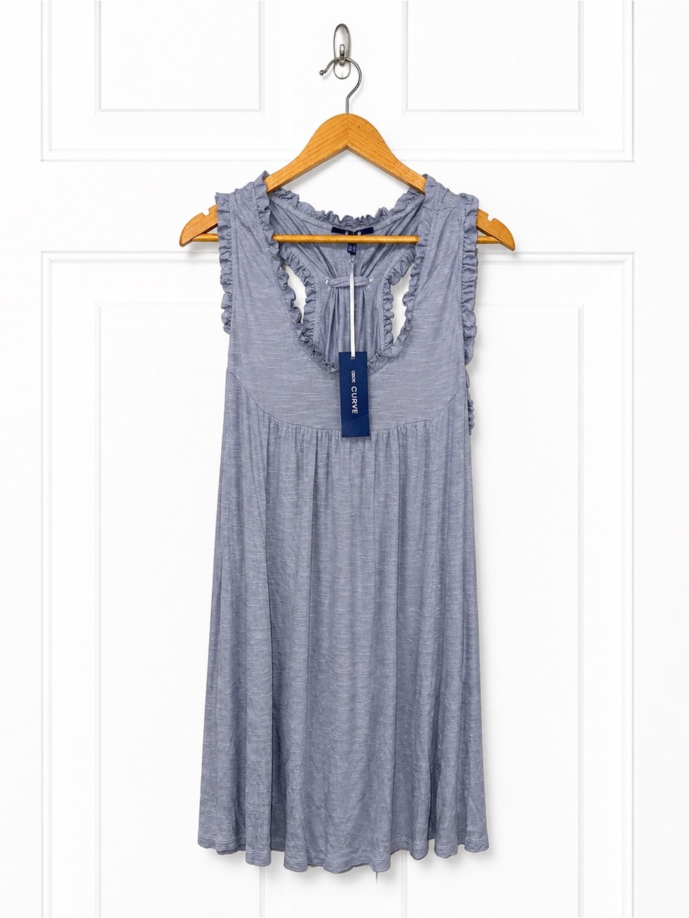 ASOS Curve Womens Lavender Purple Ruffle Slub Knit Babydoll Mini Dress Size 18